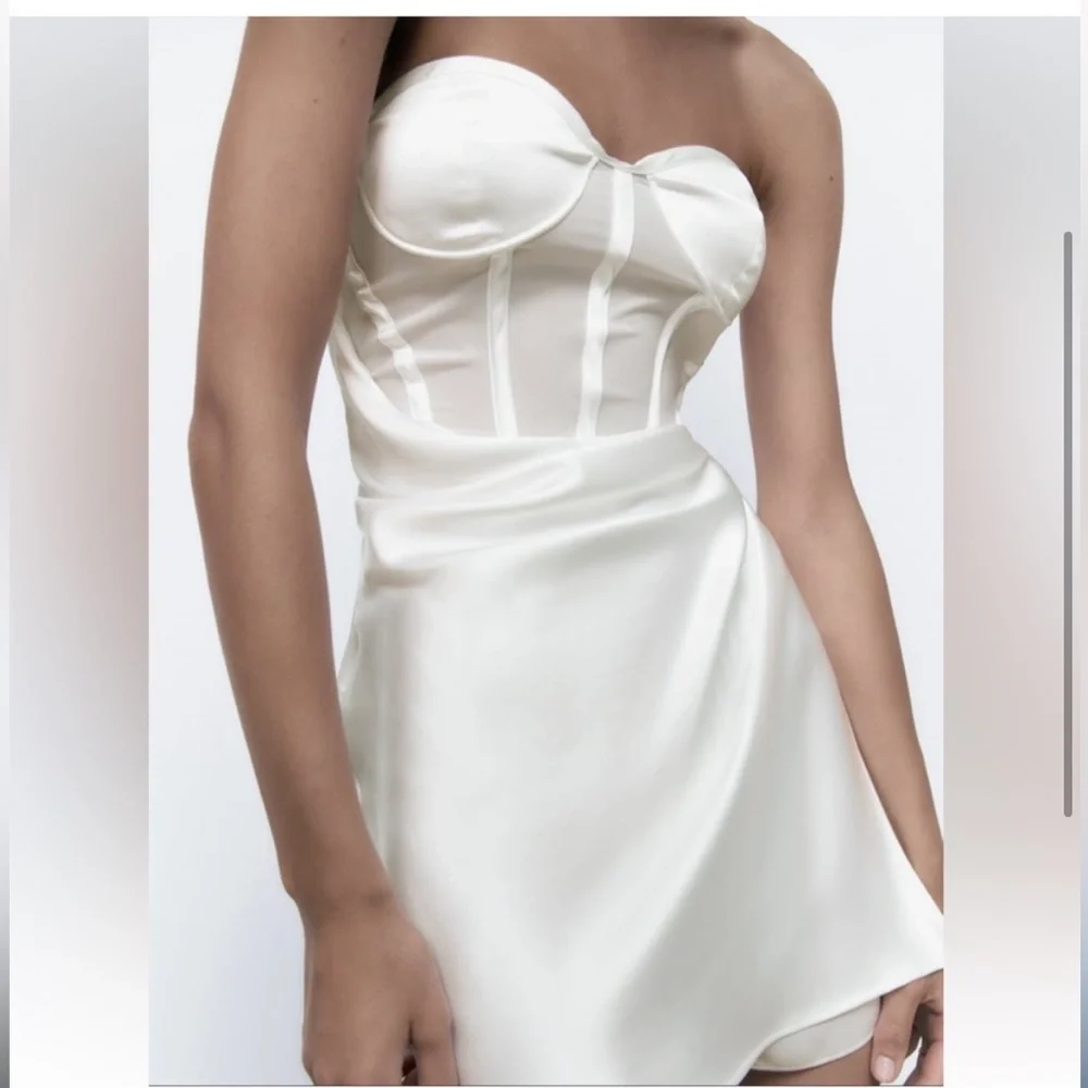 Zara Straight Neck Underwire Wrap Front Mini Dress - Picture 3 of 9